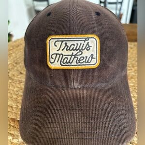 Travis Mathew 100% Cottong Brown Corduroy Golf Hat Cream & Gold‎ Patch